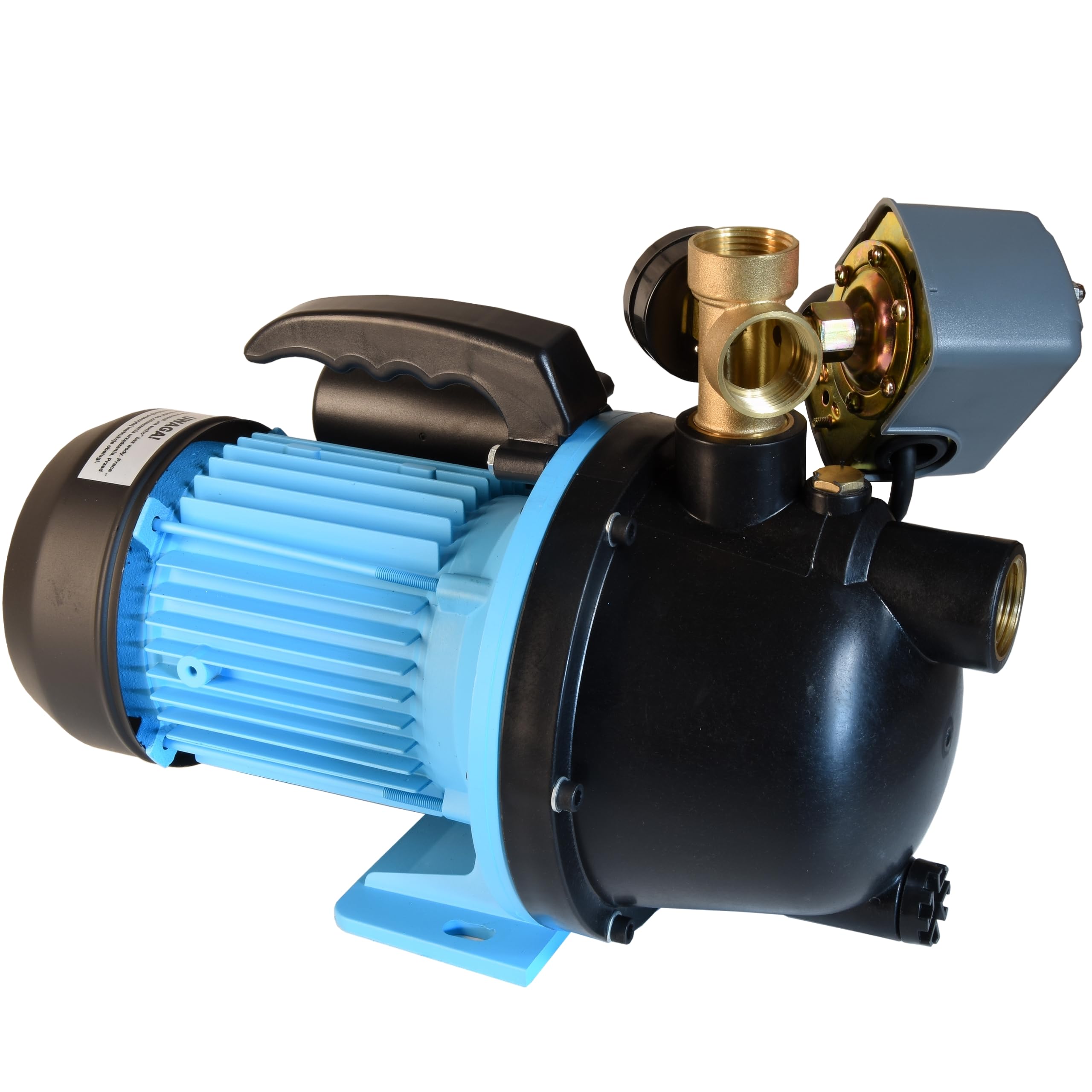 Wasserpumpe HANDY 3000 - Gartenpumpe (550W 3000l/h Förderhöhe 40m) - mit Manometer Druckschalter 5-Wege Verteiler - Tragbare - elektrische Pumpe Hauswasserwerk - für Brauchwasserversorgung Bewässerung