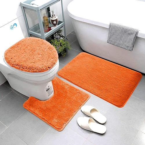 Miniatura 4 de Luxury Home Linen - Juego de 3 alfombras de baño de microfibra súper suave y esponjosa absorbentes con respaldo de goma, incluye alfombra de baño