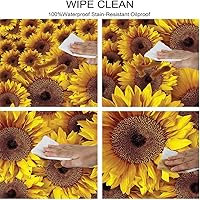 Vista 17 de Mantel ajustable de girasol, patrón de campo rural inspirado en el arte popular, casa de campo, granja, mantel impermeable para interiores y Verde