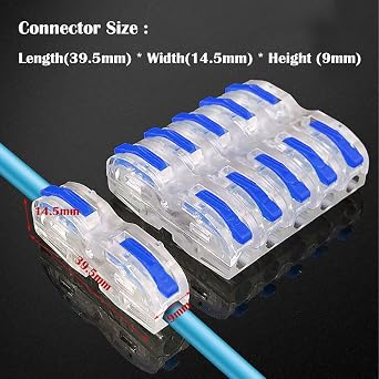 CTRICALVER 26 pcs SPL-1 Compact Wire Connectors, Conductor Wire Clamp Terminal Block with Levers for Solid, Stranded, and Flexible Wire Cables (Blue)