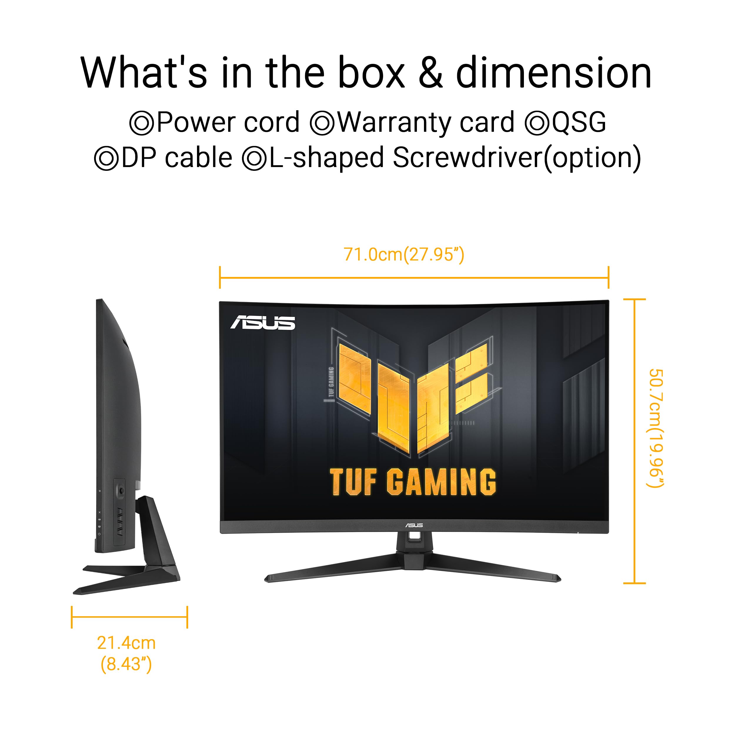 ASUS TUF GAMING VG32WQ3B, Monitor Gaming Curvo da 31,5", QHD VA, Nero | (2560x1440), 0,5 ms (GTG), 180Hz, Tecnologia Extreme Low Motion Blur, FreeSync, 90% DCI-P3