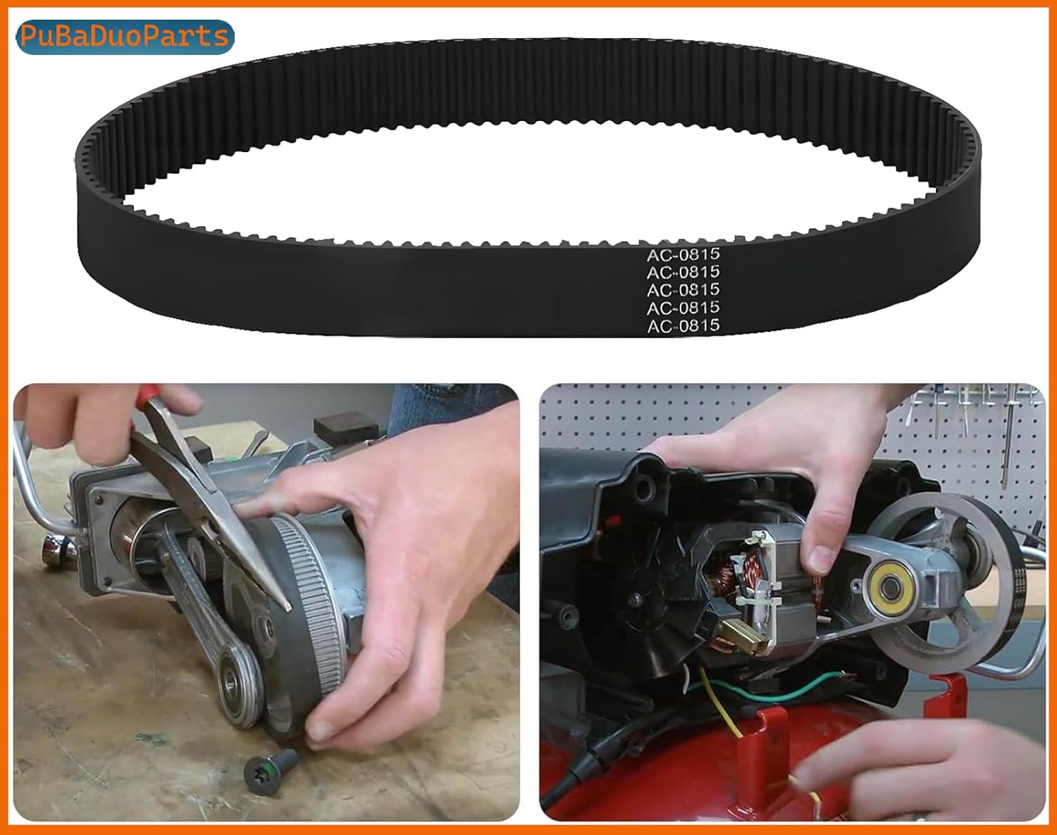 AC-0815 Air Compressor Timing Belt for Craftsman, PORTER CABLE, DEWALT, Replaces Part Numbers CAC-1311, CAC-1342 Compatible with Black & Decker, Delta, Bostitch Compressors (4-Pack)