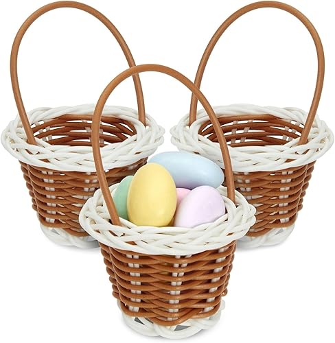 Miniatura 9 de Juvale Paquete de 24 mini cestas de mimbre con asas, 2.4 x 2.5 x 3.25 pulgadas, rectangulares marrones, para uso como mini cesta de regalo y