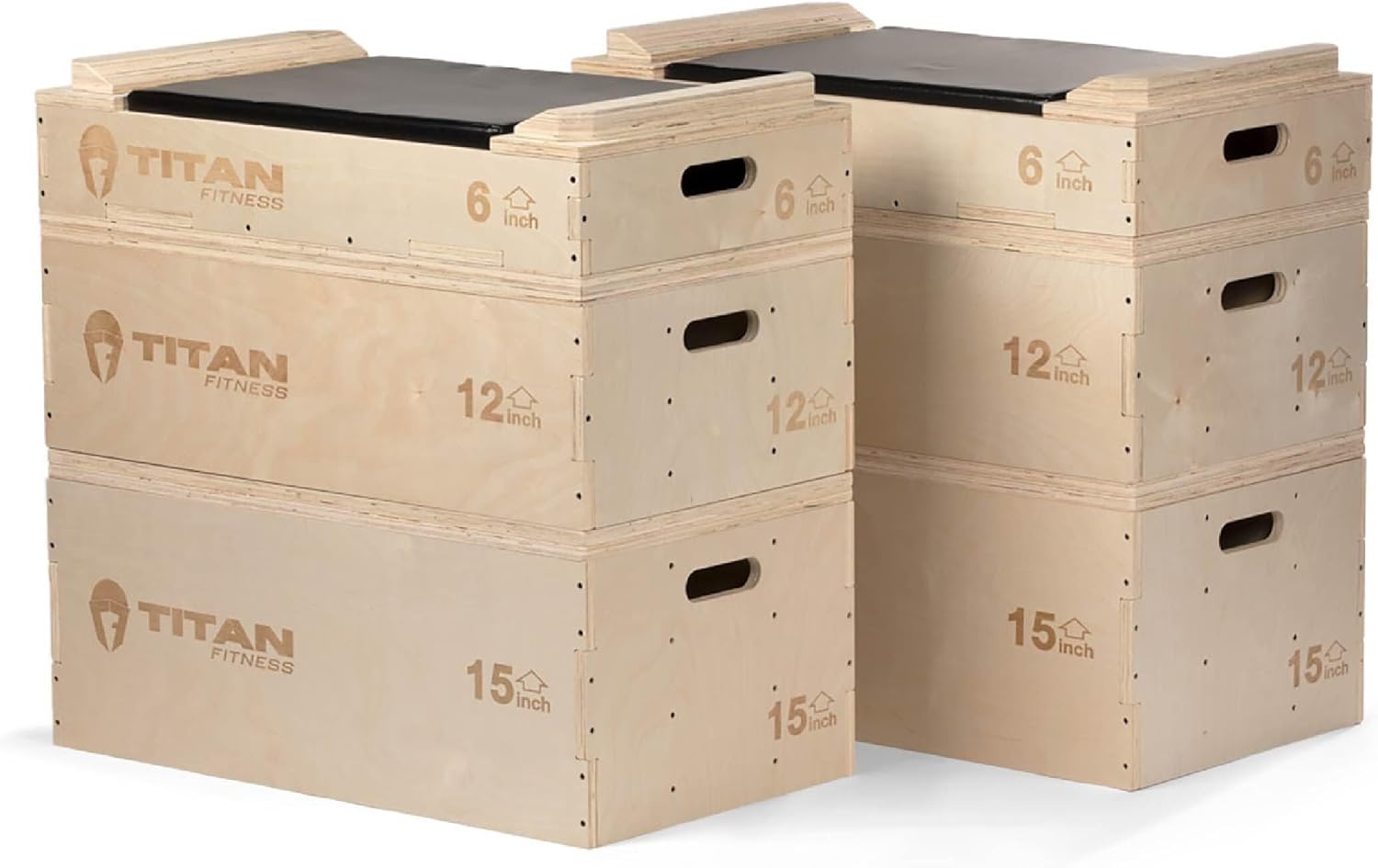 Titan Fitness Wooden Stackable Wood Jerk Blocks with Silencer Pad