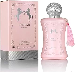 Delilah for Women - Floral Fruity Fragrance - Top Notes of Rose, Peony, Lychee, Bergamot & Nutmeg - Base Scents of Cashmeran, Cedar & Incense - Free of Paraben - Elegant 100ml Bottle, Women Parfume
