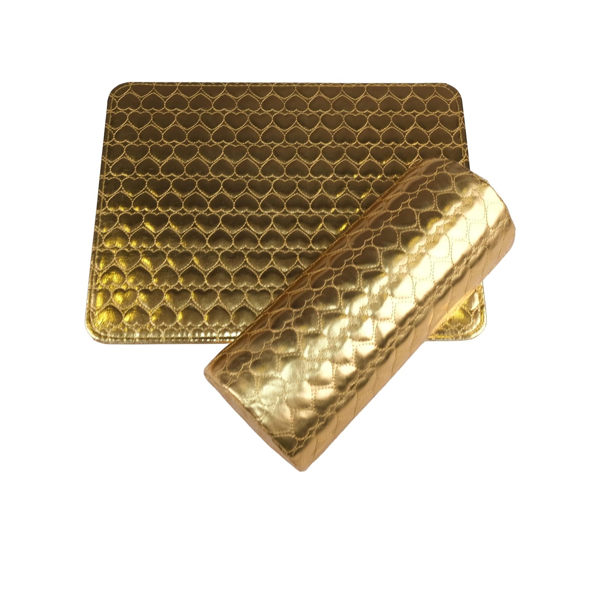 KIRA Nail Pillow Leather Nail Art Hand Rest Cushion Pillow Pad Nail Salon Manicure Arm Wrist Rest Sponge Holder Mat For Women (Gold) 1