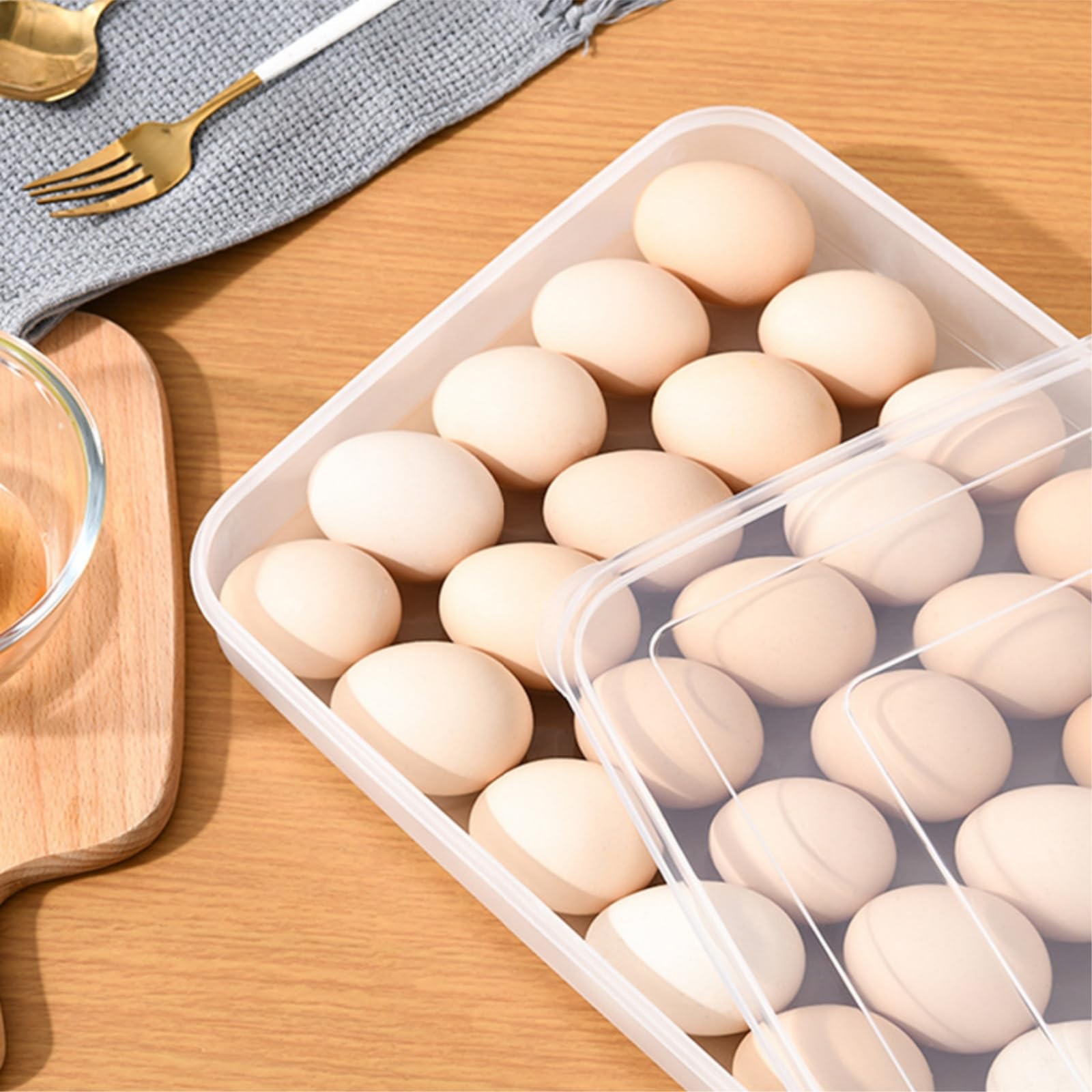 Paquete de 3 recipientes para huevos con tapa, bandeja portadora de huevos Deviled de plástico con 90 ranuras, soporte apilable para huevos de almacenamiento para refrigerador, bandeja de 6