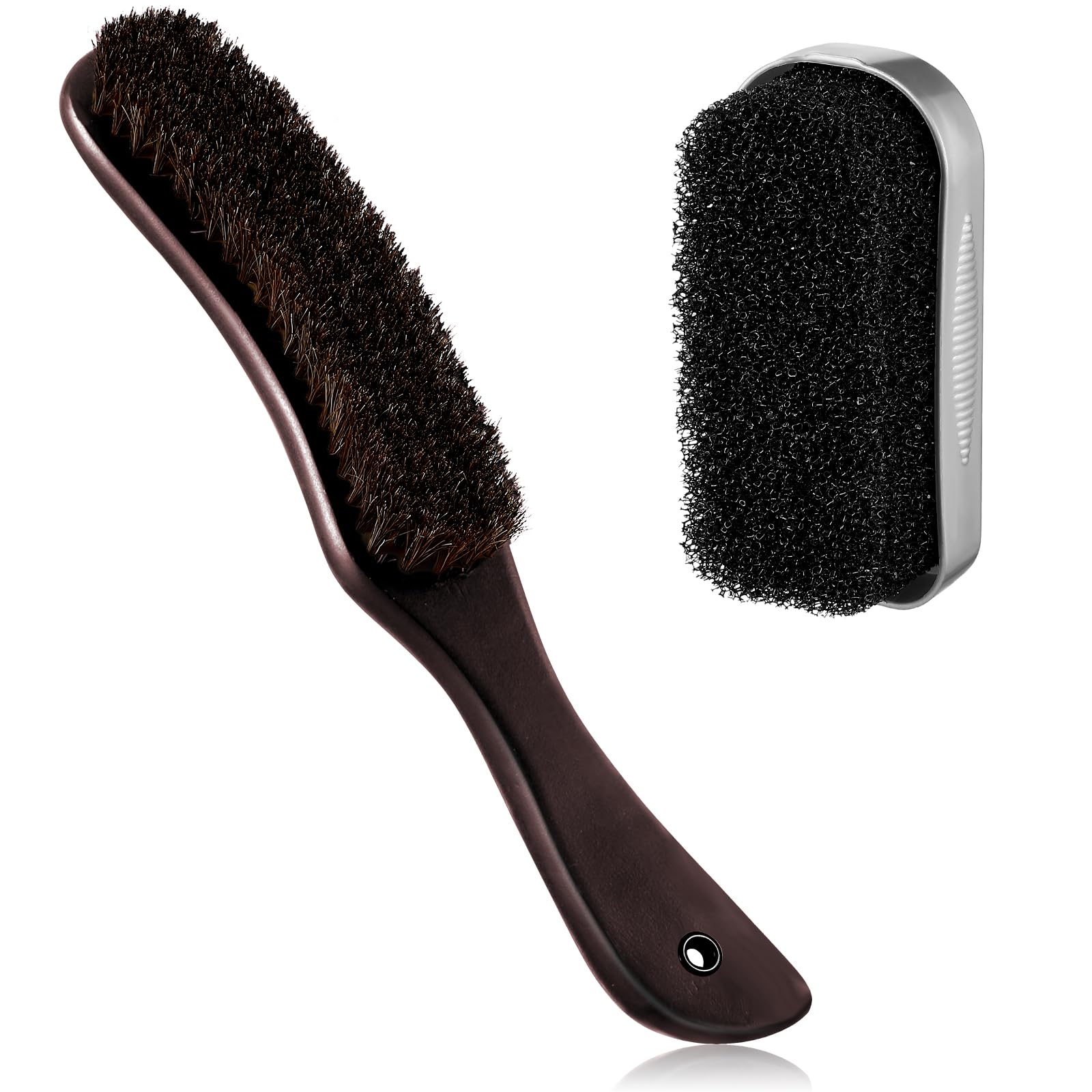 Patelai 2 Pcs Horsehair Felt Hat Brush Kit, Reddish Brown, Schima Superba