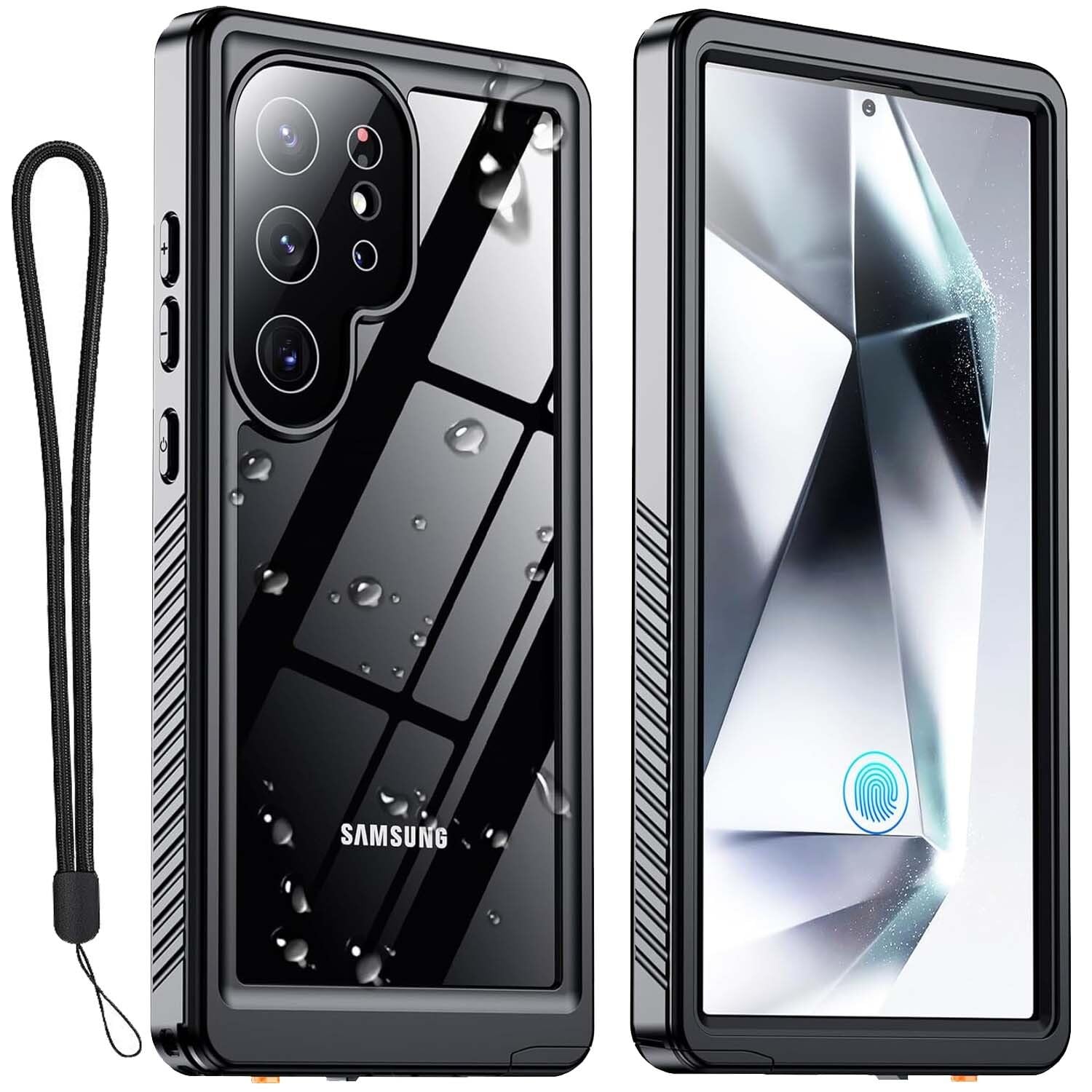 Coque pour Samsung Galaxy S23 FE (couleur : noir/transparent) étanche aux chocs arrière rigide en silicone couverture complète