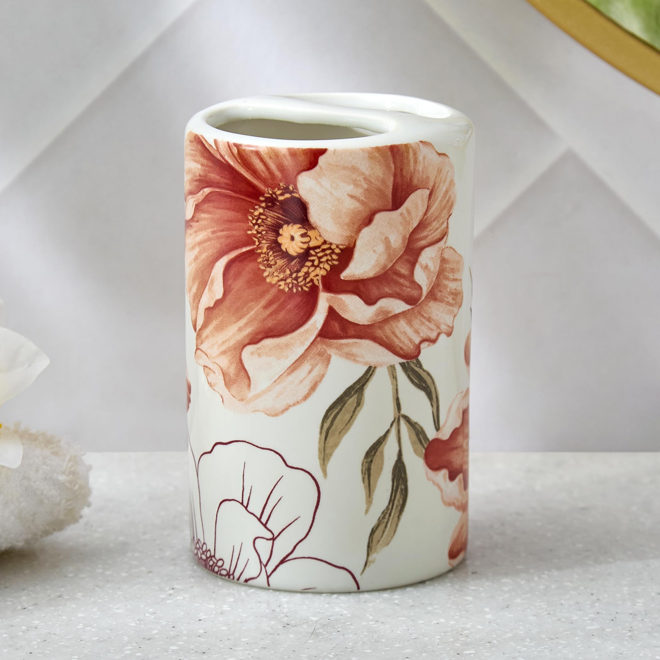 Home Centre Mekong Janett Ceramic Floral Print Tooth Brush Holder-image-21