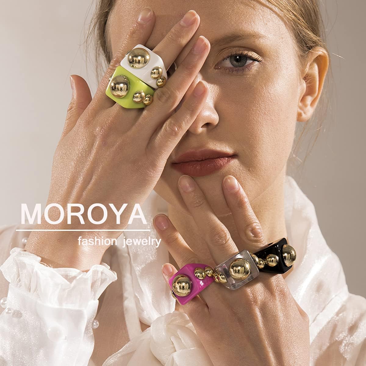 13 PCS Resin Rings Colorful Acrylic Rings for Women New Zealand Ubuy - Main Image