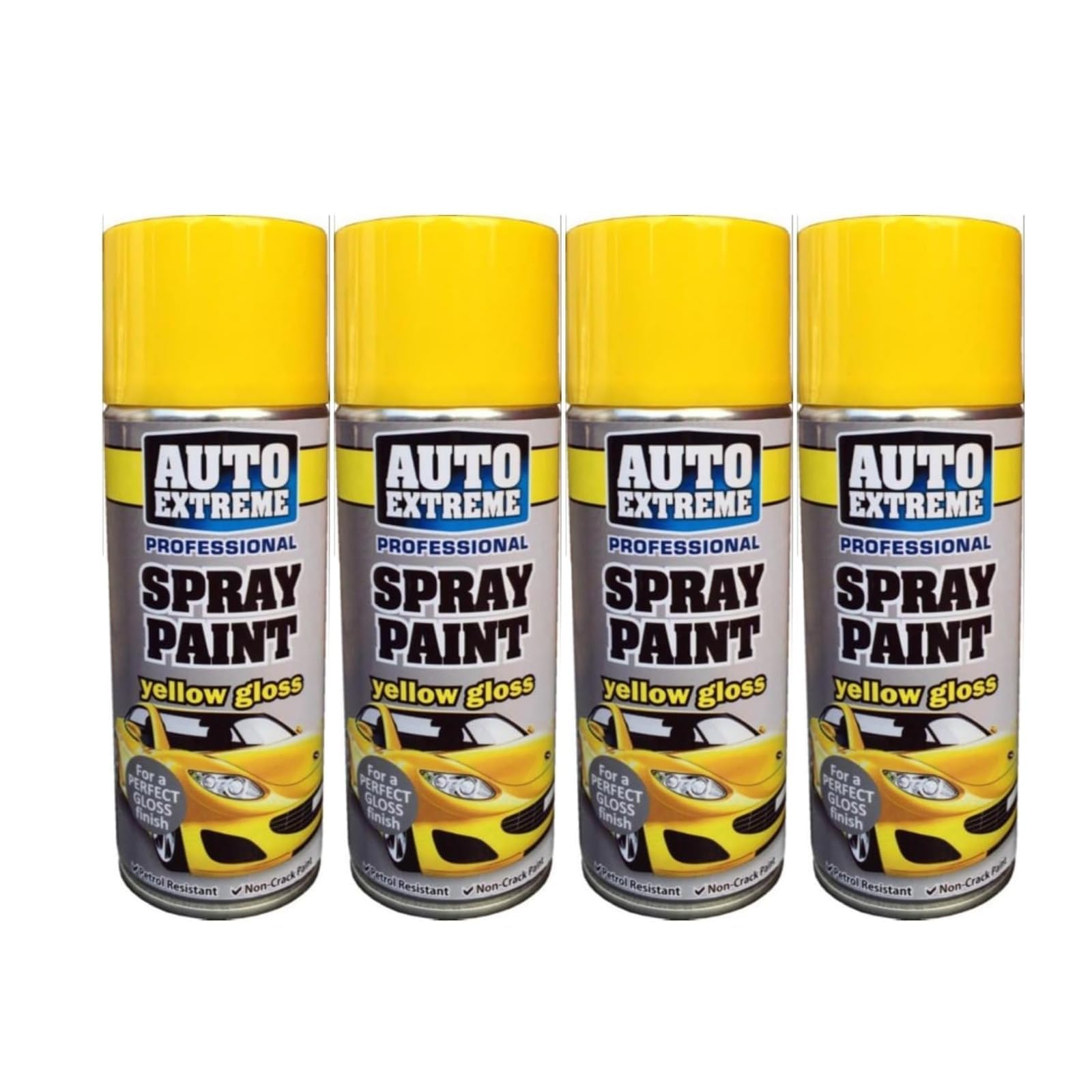 Pnjb 4 Pcs Multipurpose Yellow Aerosol Spray Paint, Gloss Finish, Fast-Drying Formula, Non-Cracking Composition, Long-Lasting Durability, Ease Of Use, Adaptability Ensures Consistent, 400Ml (4 Pcs)