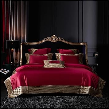 Luxury Cotton Wedding Bedding Set Gold Lace Duvet Cover Quilted Bedspread Bed Linen Pillowcases,Bed Sheets
