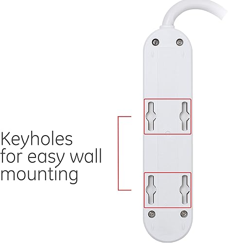 Miniatura 5 de GE Regleta de alimentación de 4 tomas, cable de extensión de 1.5 pies, tomas de tierra, cubiertas de seguridad de giro para cerrar, disyuntor