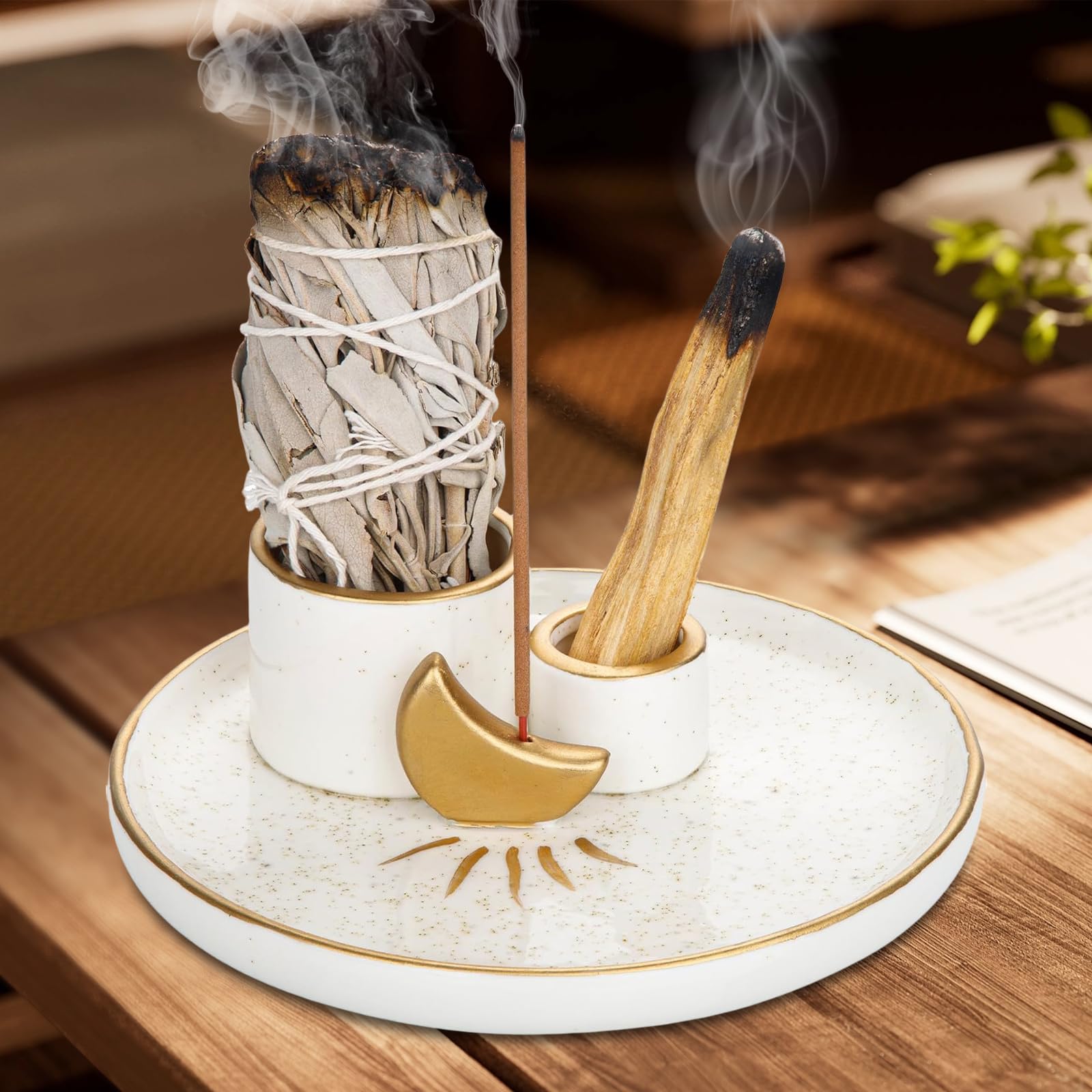 Porta incenso in ceramica, bruciatore di incenso per