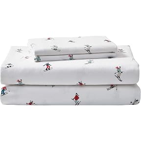 Martha Stewart - Flannel Sheets Queen Size, Anti-Pilling & Wrinkle Resistant Cotton, Touchably Soft for All-Season Comfort - Bed Sheets with Matching Pillowcases & Fitted Sheet (Ski Village Green)