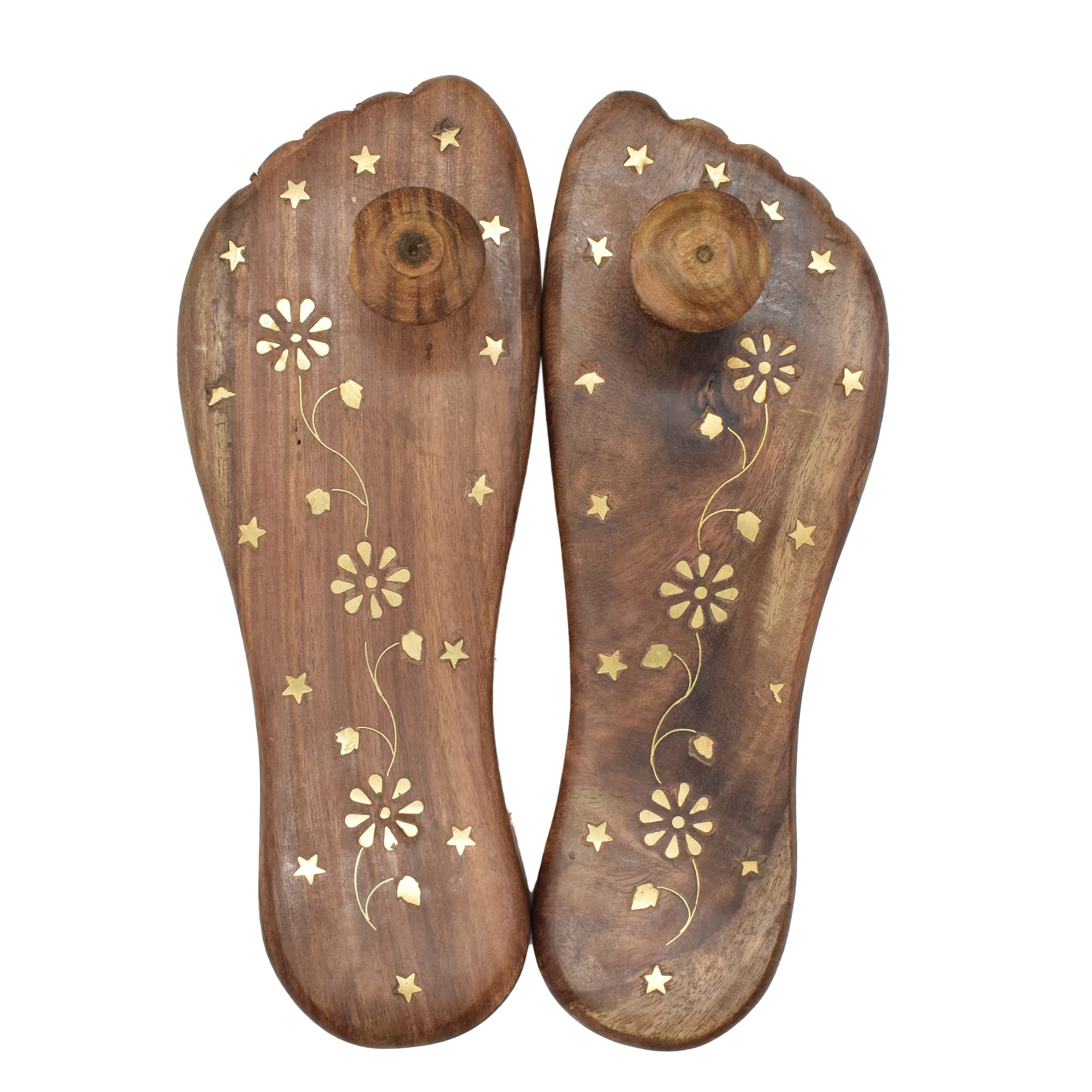 Puja N Pujari Wooden Lakshmi Charan Paduka for Pooja - Handwork Wearable Wooden Chappal for Mandir Big Size-image-48