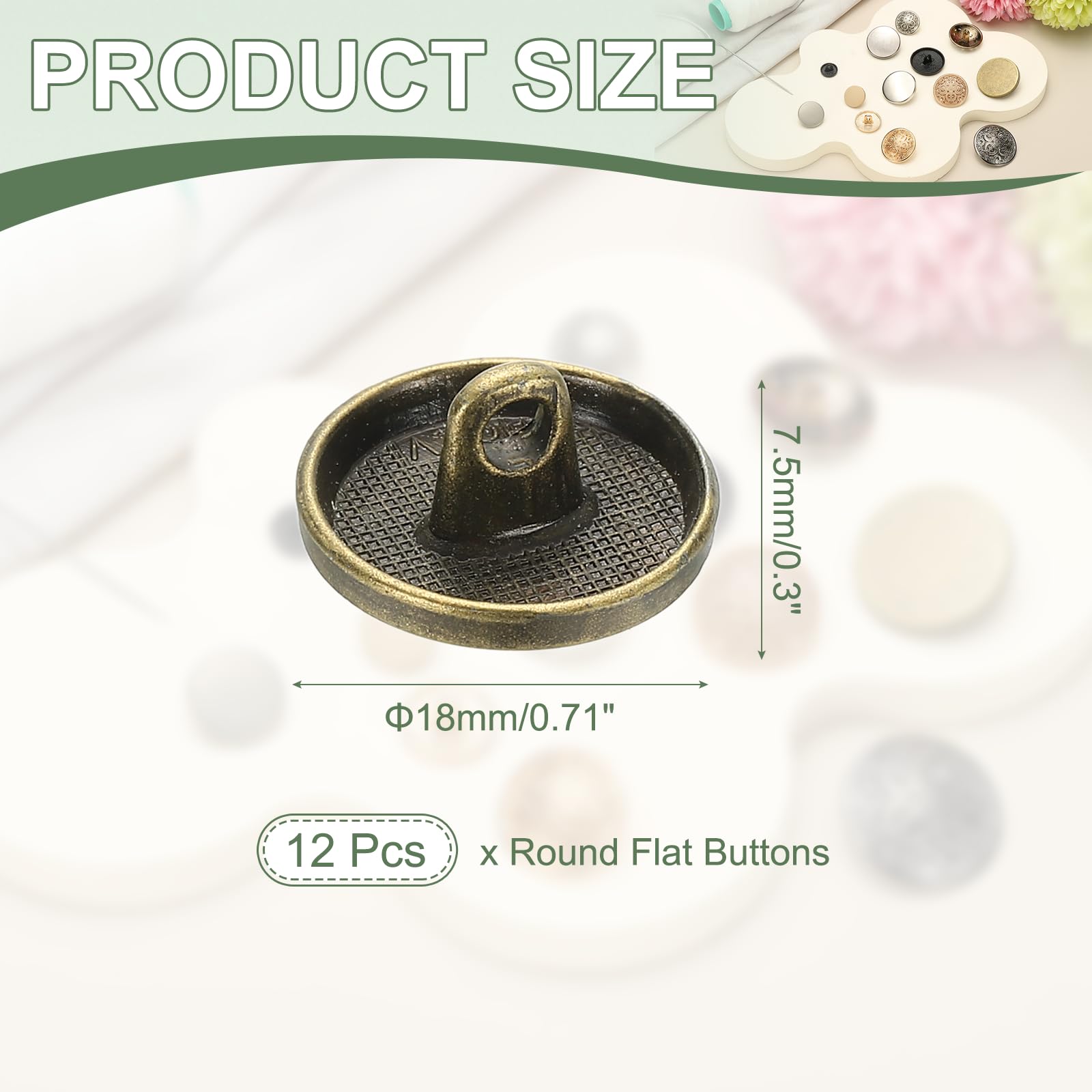 YELARXI Metal Round Flat Buttons, Alloy Shank Round Shaped Sewing Buttons, Fitting for (Men, Women, Coat, Shirt, Suit - Image 2