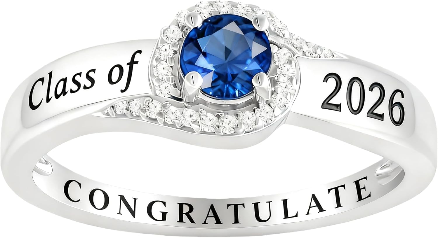 Class Ring for Women High School Customizable, 925 Sterling Silver Senior College Class of 2026 Graduation Rings, Women's Birthstone Class Ring Personalized Jewelry