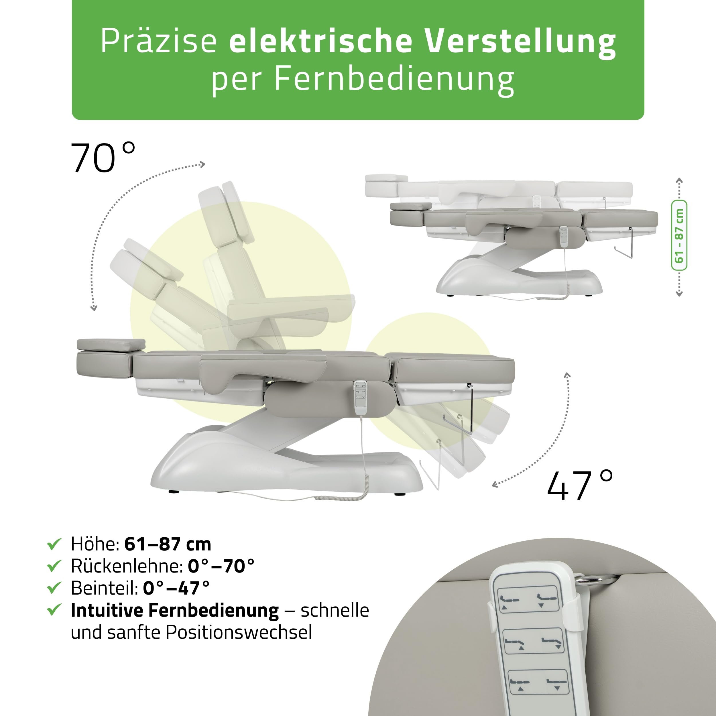 HABYS Kosmetikliege Elektrisch Leo PRO 4, Elektrische Massageliege (Grau)