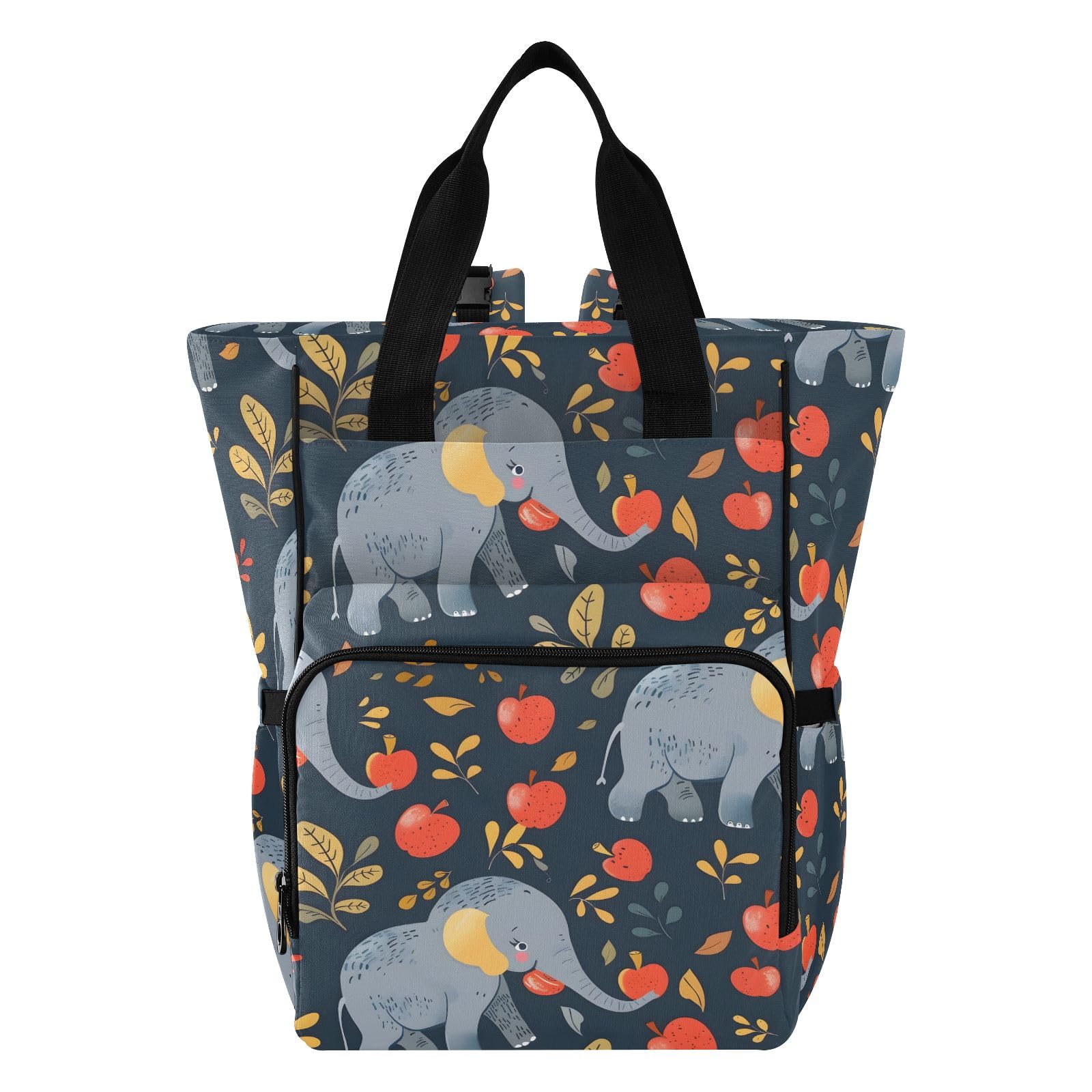 Mnsruu Elefanti e mele Borsa per pannolini per bambini zaino grande borsa impermeabile da viaggio borse per pannolini per mamme e papà