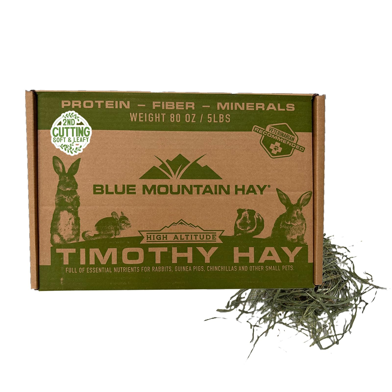 Blue Mountain Hay 2nd Cutting Timothy Hay, High Fiber Feed Blend, 5lb