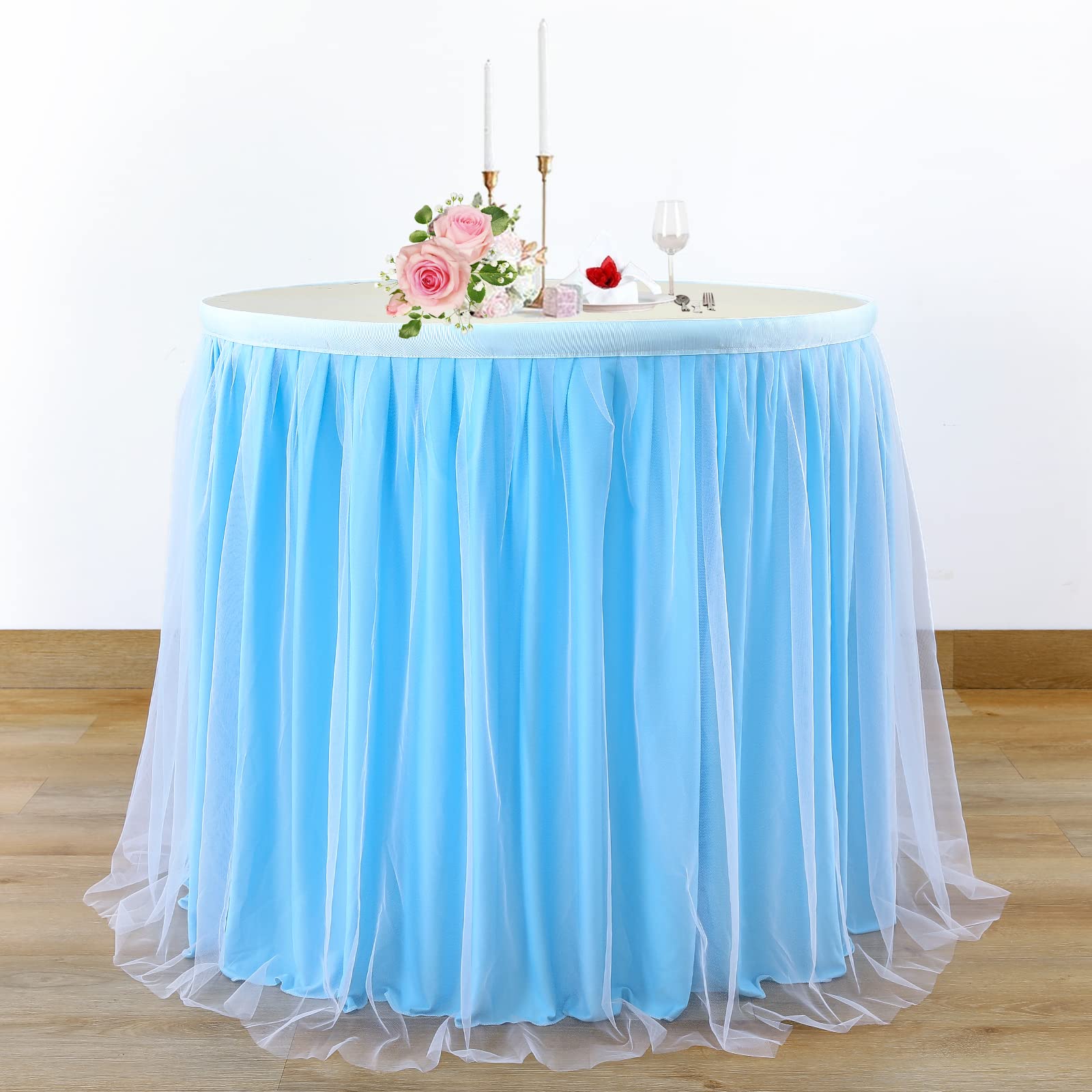 Gonna Da Tavolo In Tulle Fai Da Te - Blu Navy, 427x76 Cm, Per Matrimoni, Compleanni, Decorazioni - Foto 4