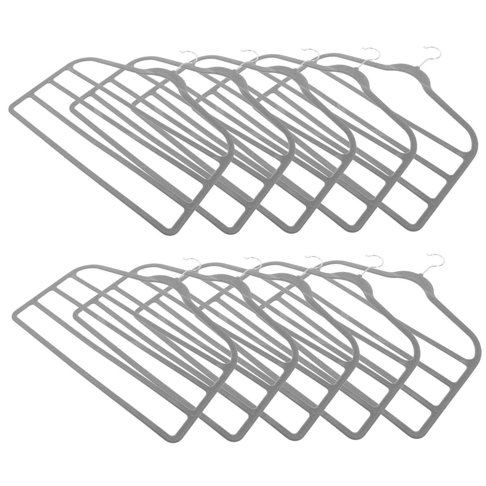 10 pezzi Grucce Pantaloni Multi-livello in Plastica Robusta Appendini Antiscivolo per Abbigliamento Sciarpe e Asciugamani Organizer Salva-spazio per Armadio Casa