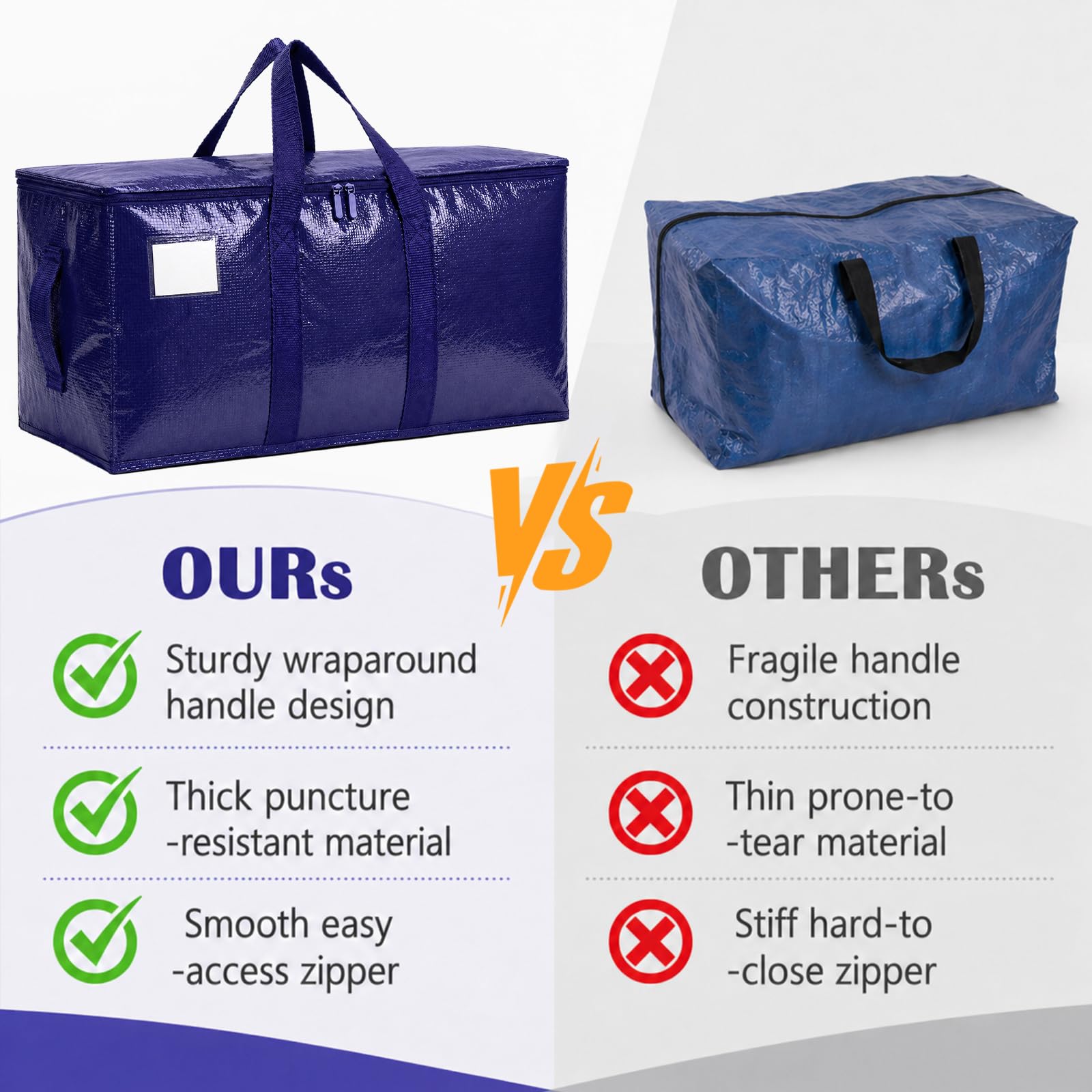 Songrey Extra Large Heavy Duty Moving Bags, 4 Pack, Dark Blue view 4