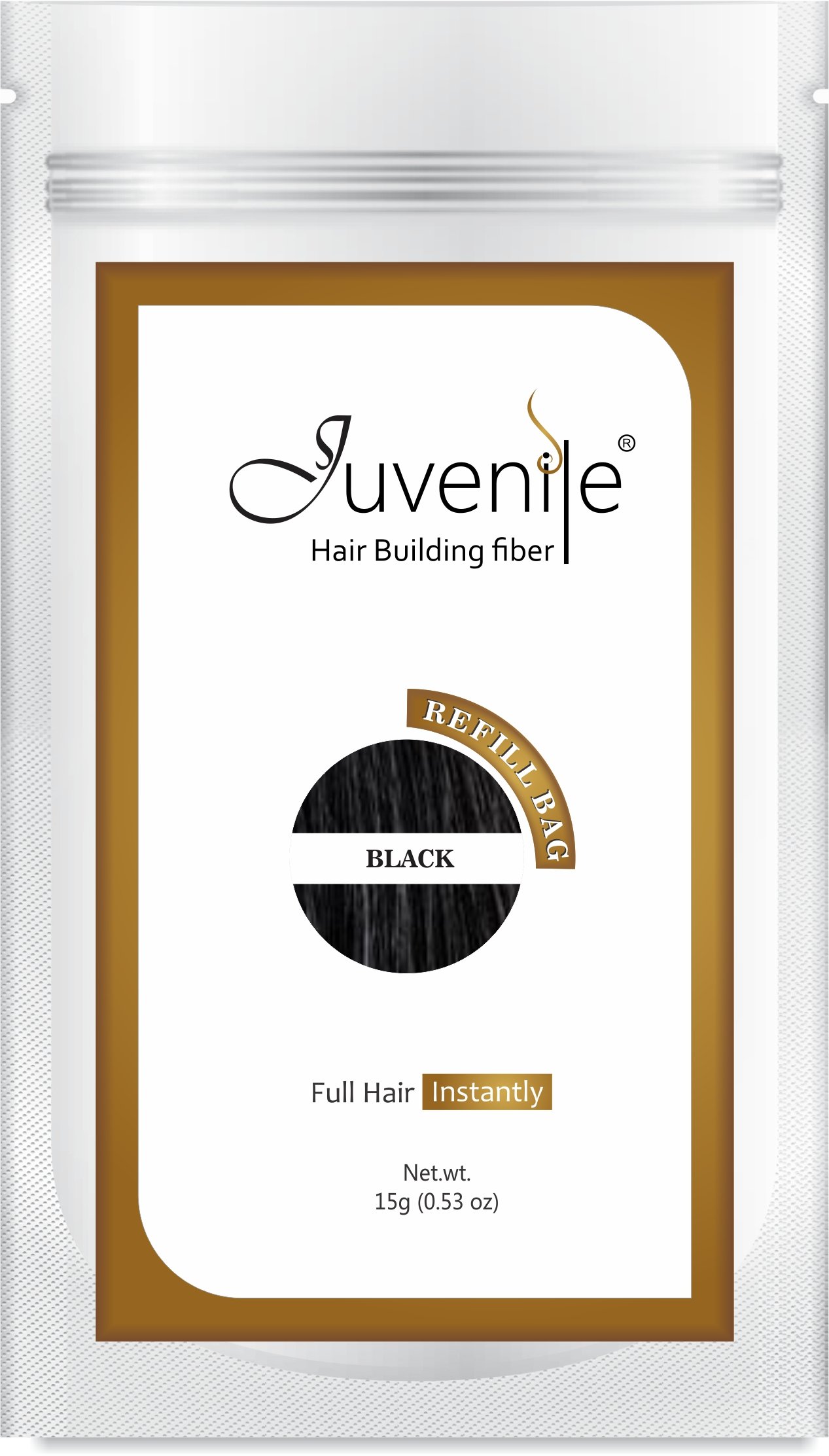 Juvenile Hair Building Fiber, Black, Instant Hair Thickening and Volumizing, Natural Keratin Protein, Refill Bag, 15g-picture-37