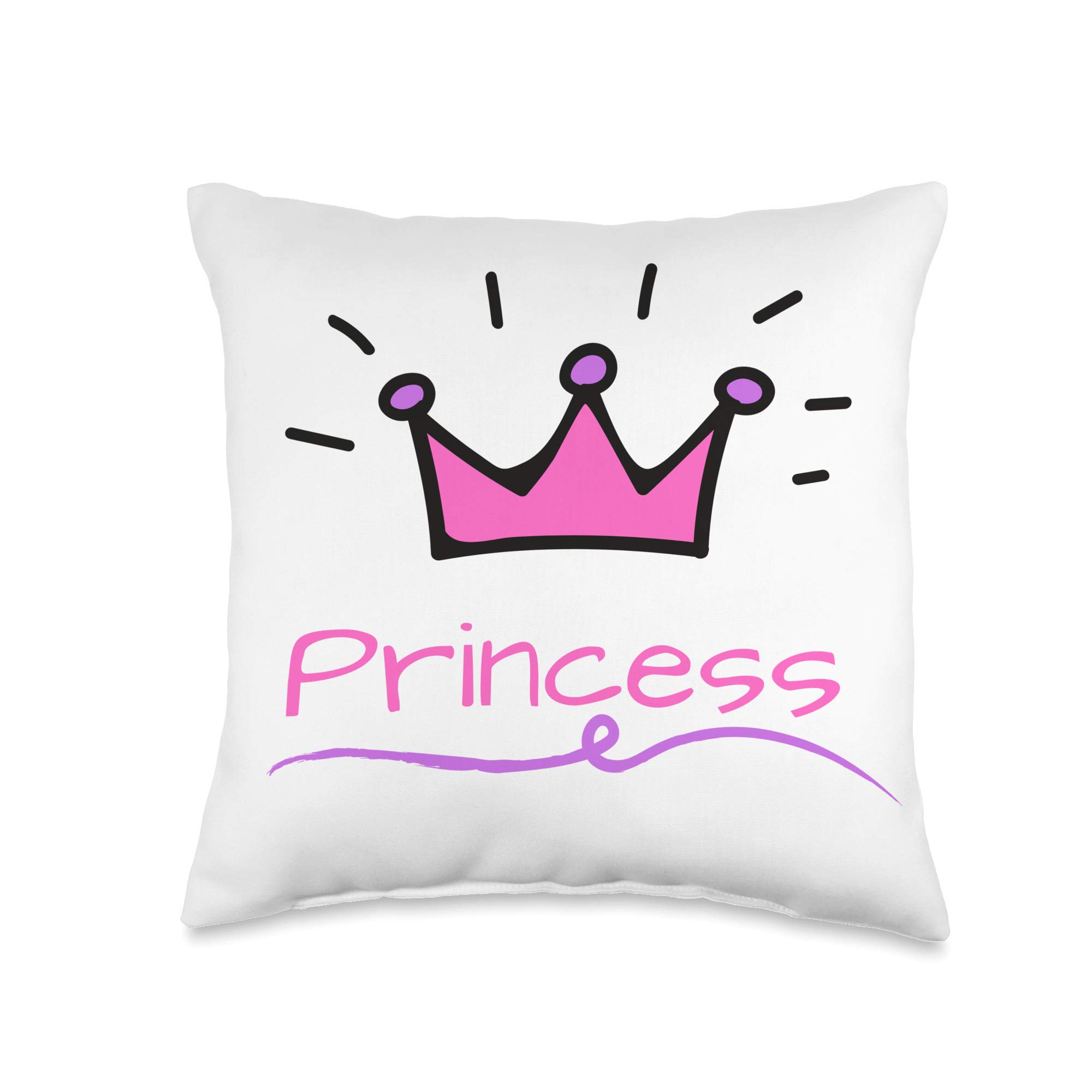 Pink Purple Princess Crown Girls Room Throw Pillow