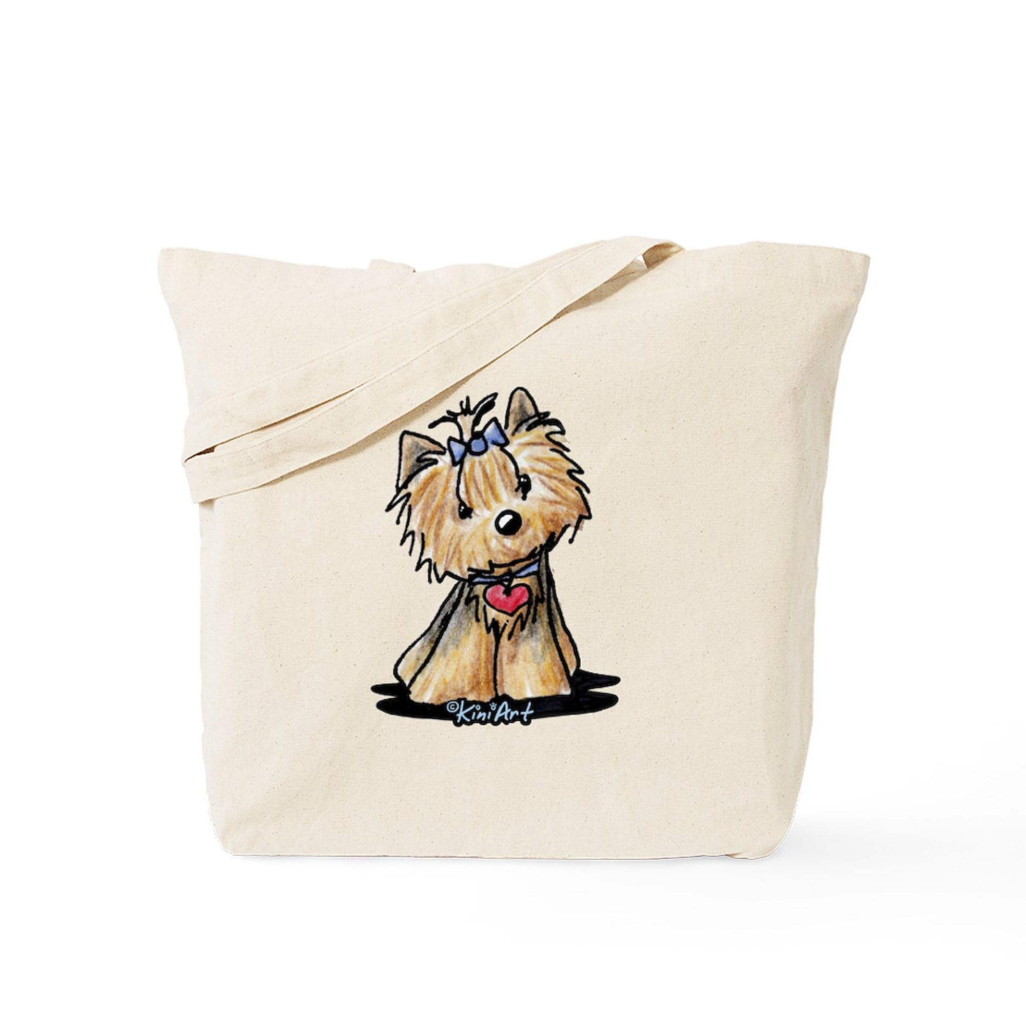 CafePress Tiny Heart Yorkie Tote Bag Reusable Natural Beige Canvas Shopping Bag
