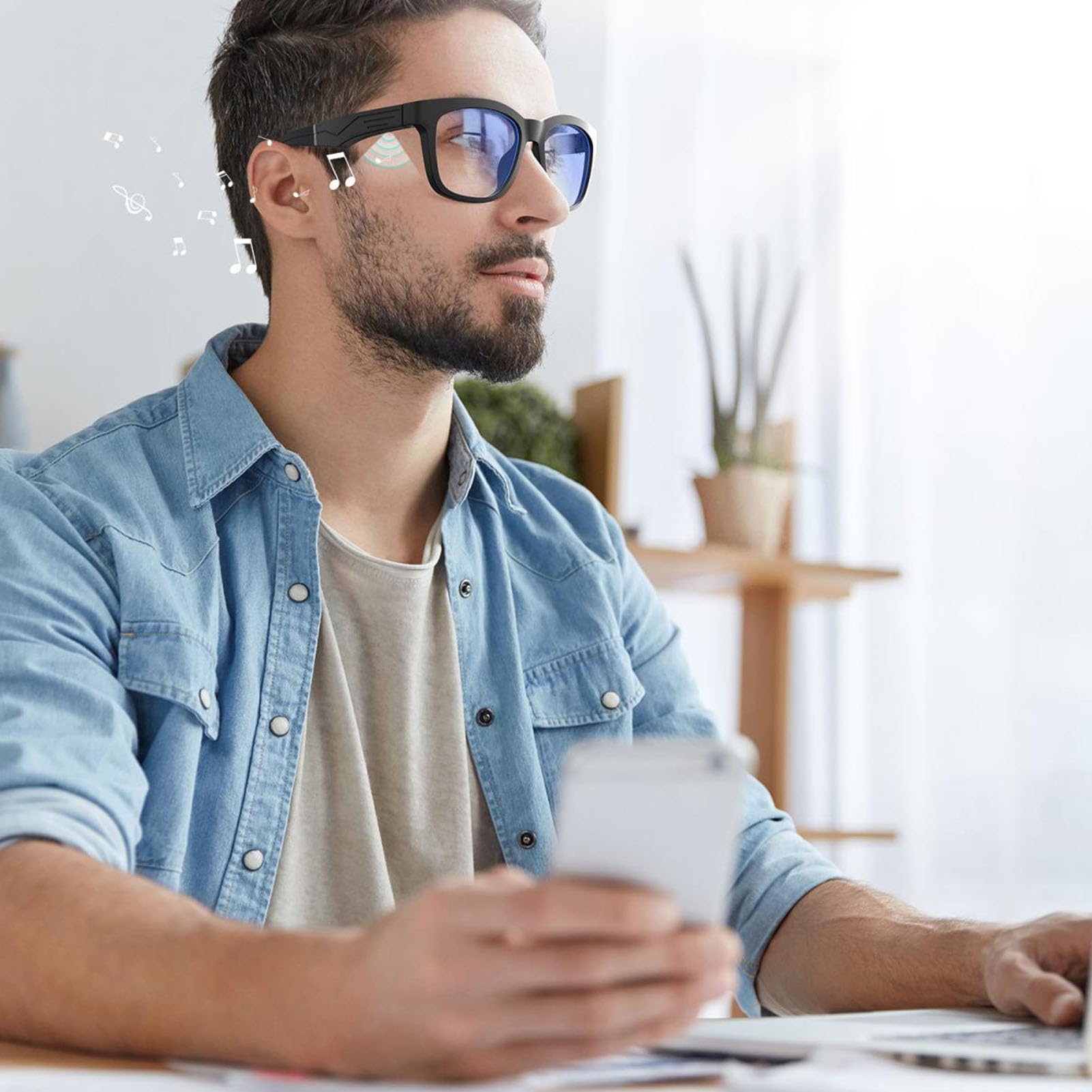 Inteligentne Okulary Bluetooth 5.0 z Filtrem Niebieskiego światła, Inteligentne Okulary Audio dla Kobiet i Mężczyzn, Wbudowany Mikrofon i Głośnik, Polaryzacyjne Soczewki