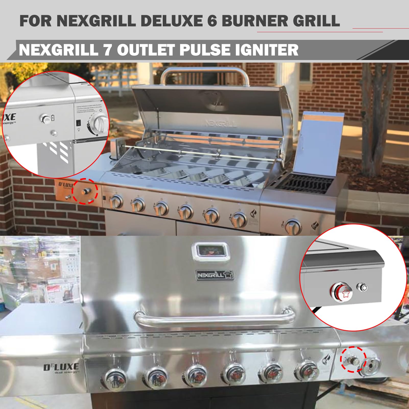 DHL-128-7Q Ersatzteil 720-0898 720-0896B 7 Auslass Impulszünder Ersatzteile für Nexgrill Grillteile Pulszünder 720-0898X 720-0896A 2001648000AW Zünder Ersatzzündung Druckknopf