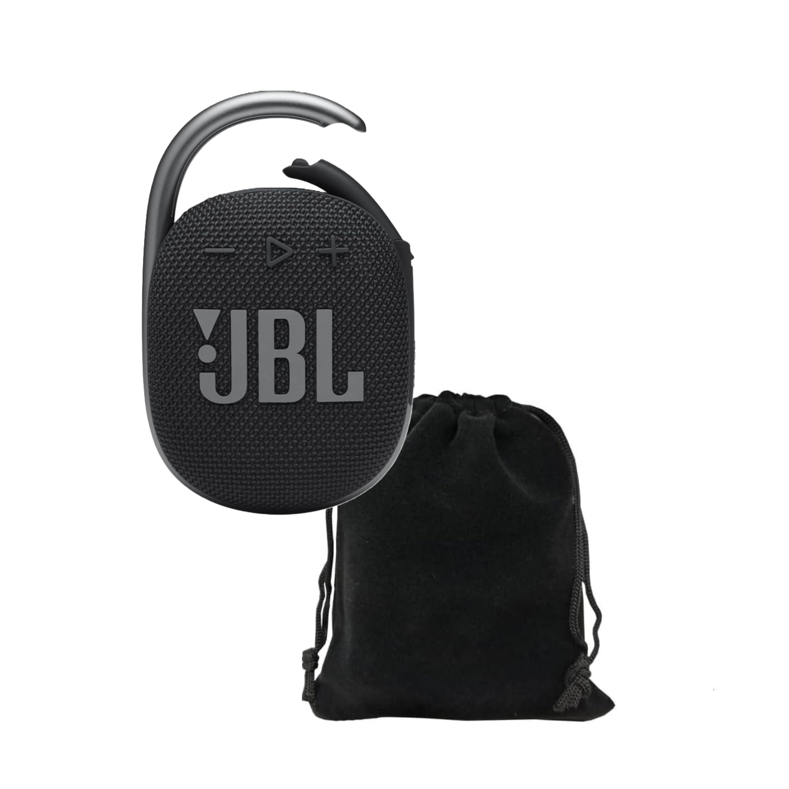 JBL Clip 4 Portable Bluetooth Speaker Bundle with Deluxe CCI Protective Carrying Pouch and Microfiber Cloth Black