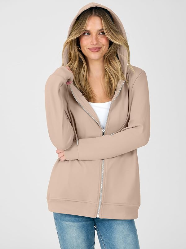 ANRABESS Women's Zip Up Hoodie Long Sleeve Hooded Sweatshirts Fall,M Beige by ANRABESS - Used condition - Image 6