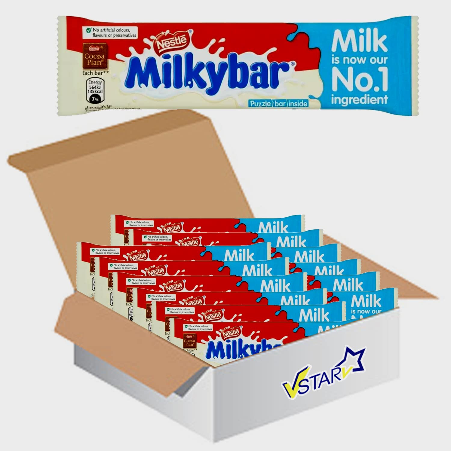 VSTARAll Chocolate Bars Collection (Milkybar White Bar 25g, Half Box)