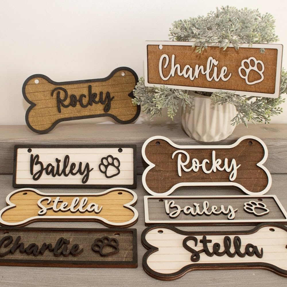 Cartello personalizzato per gabbia, cartello per cucce per cani, targhetta in legno personalizzata, targhe per camere per animali domestici, regalo per gli amanti dei cani (20 x 10 cm)