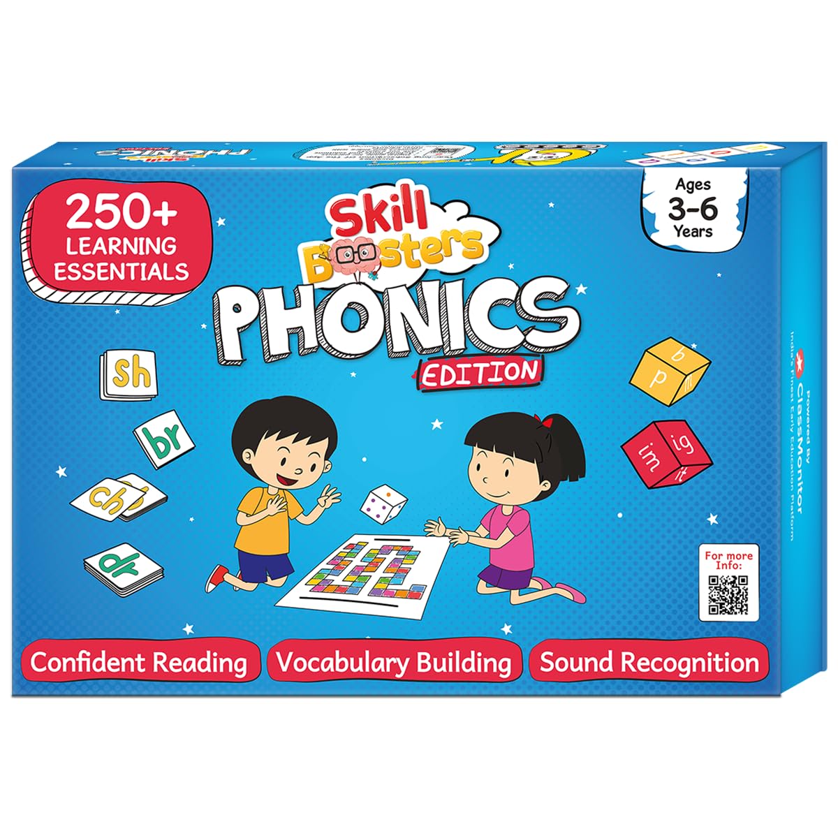 ClassMonitor Phonics Learning Kit with Free Mobile App | 26 Alphabet Flashcards with 100+ Sight Words Flashcards | 24+ Long & Shot Vowel Worksheets | Word Families Titles with 58 Phonics Books and 100+ Worksheets for Home-Learning Educational for Kids, Children's Boys Girls Age 3 Years