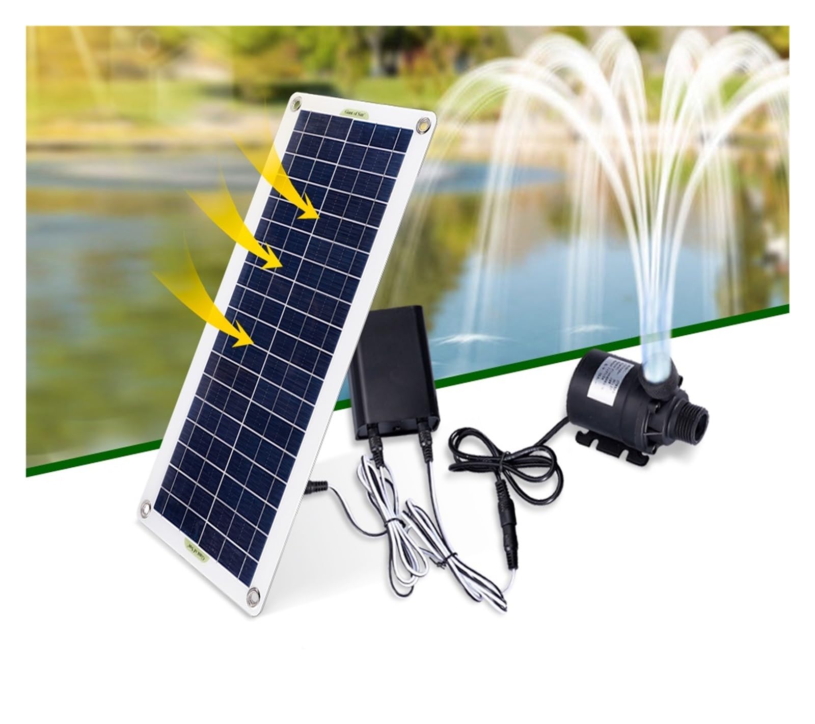 Fontana Solare da Giardino Esterno, 50W 800L/H Pompa ad acqua solare Pannello solare senza spazzole Silicio monocristallino Strumento for kit di decorazione del giardino a lavoro continuo a basso rumo