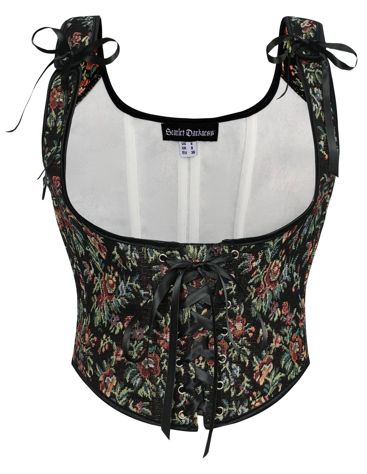 SCARLET DARKNESS Damen Renaissance Korsett U-Ausschnitt Lace-up Corset Top Blumendruck Bustier