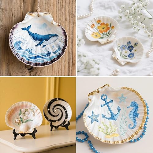 Miniatura 5 de 20 conchas de vieira grandes para manualidades, conchas marinas naturales de 4 a 5 pulgadas para decorar, conchas marinas blancas a granel para