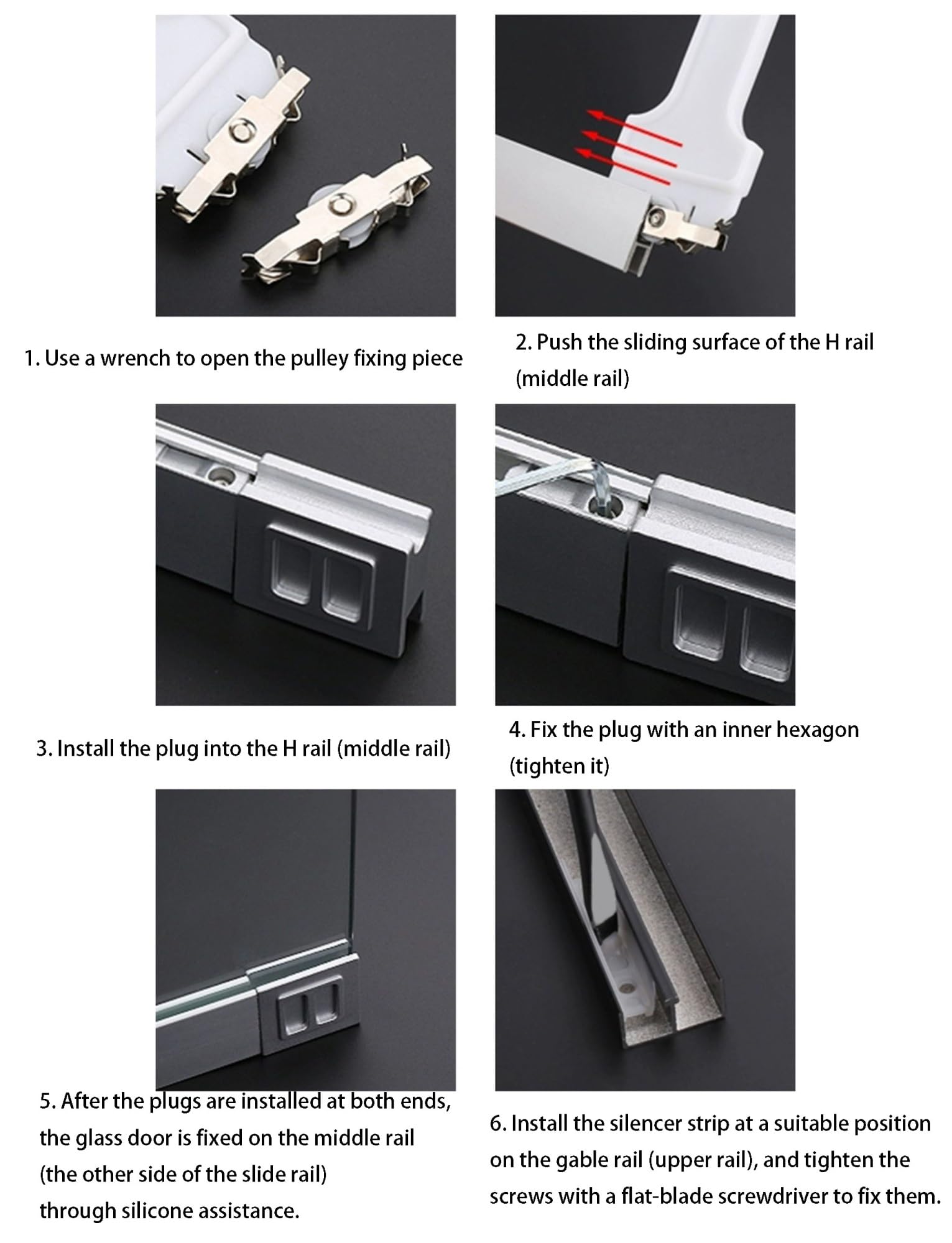 Kit Riel Puerta Corredera Cristal 8 mm Aluminio – Doble Riel Silencioso, Sin Taladro, para Vitrinas, Armarios, Expositores(Black,118.1in/300cm)