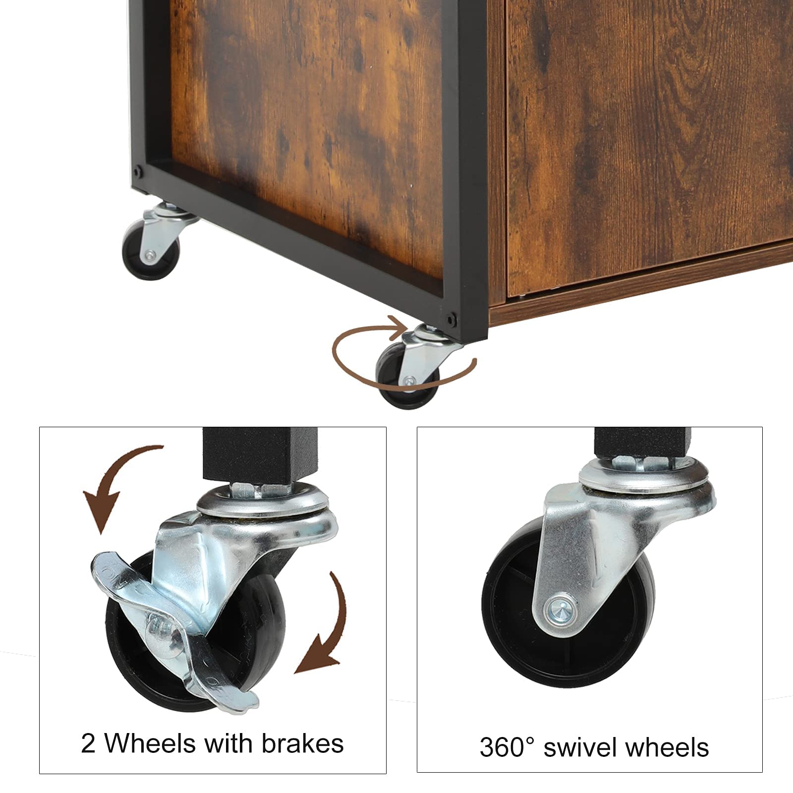 Buy usikey Kitchen Island Cart, Rolling Kitchen Island on Wheels with 8