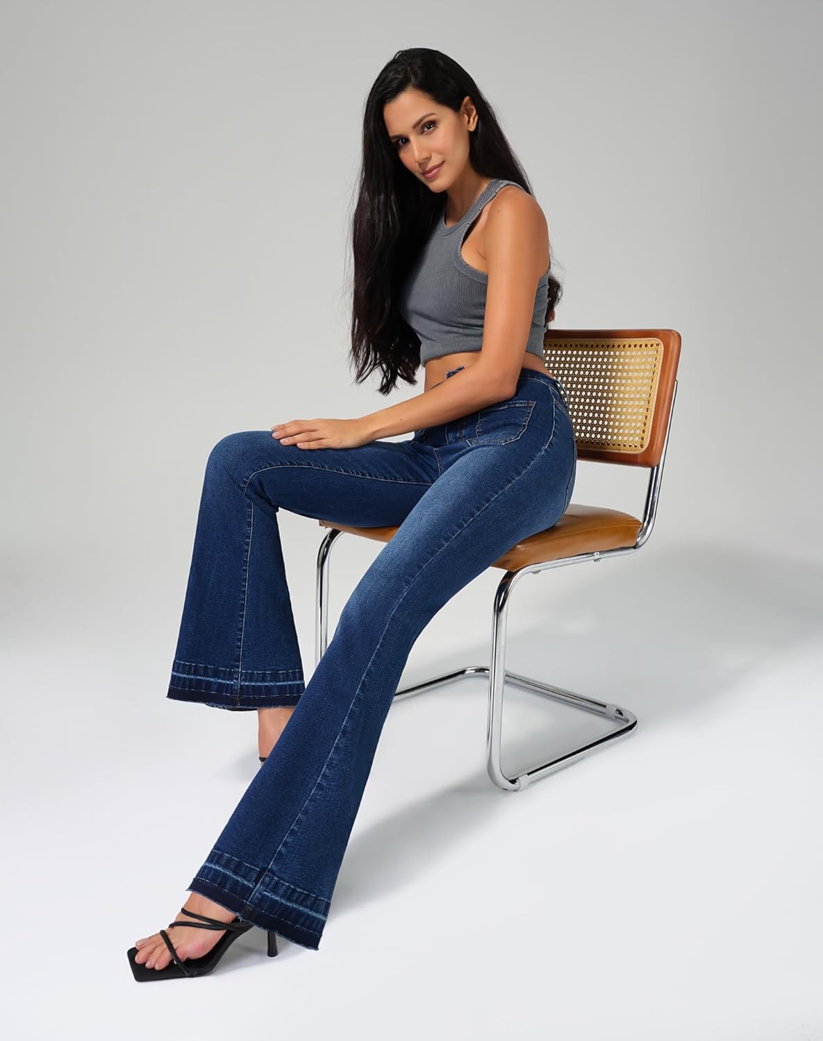 roswear Bell Bottom Jeans for Women High Waist Stretchy Flare Jeans Denim Trousers Pants - Image 8