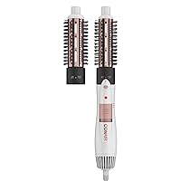 Vista 1 de Conair Double Ceramic 2-in-1 Hot Air Brush, 1000W, Interchangeable 1¼" & 1½" Thermal Brushes for Voluminous Curls & Straight Styles, Hot Brush for