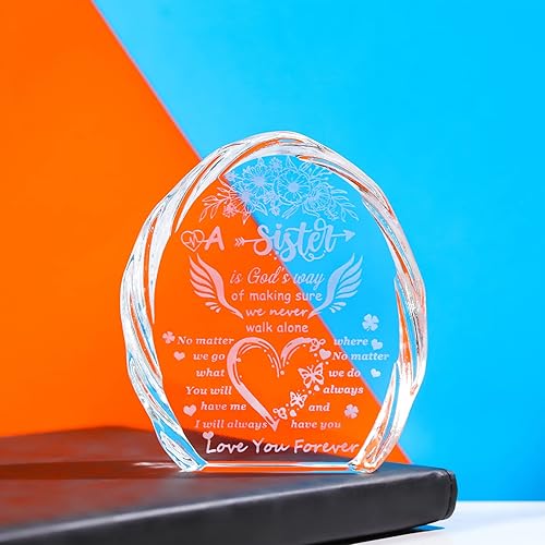 Miniatura 7 de Regalos de cumpleaños para hermanas de hermana de hermana hermano, recuerdos de cristal para mi mejor hermana, regalos de Navidad para mujeres