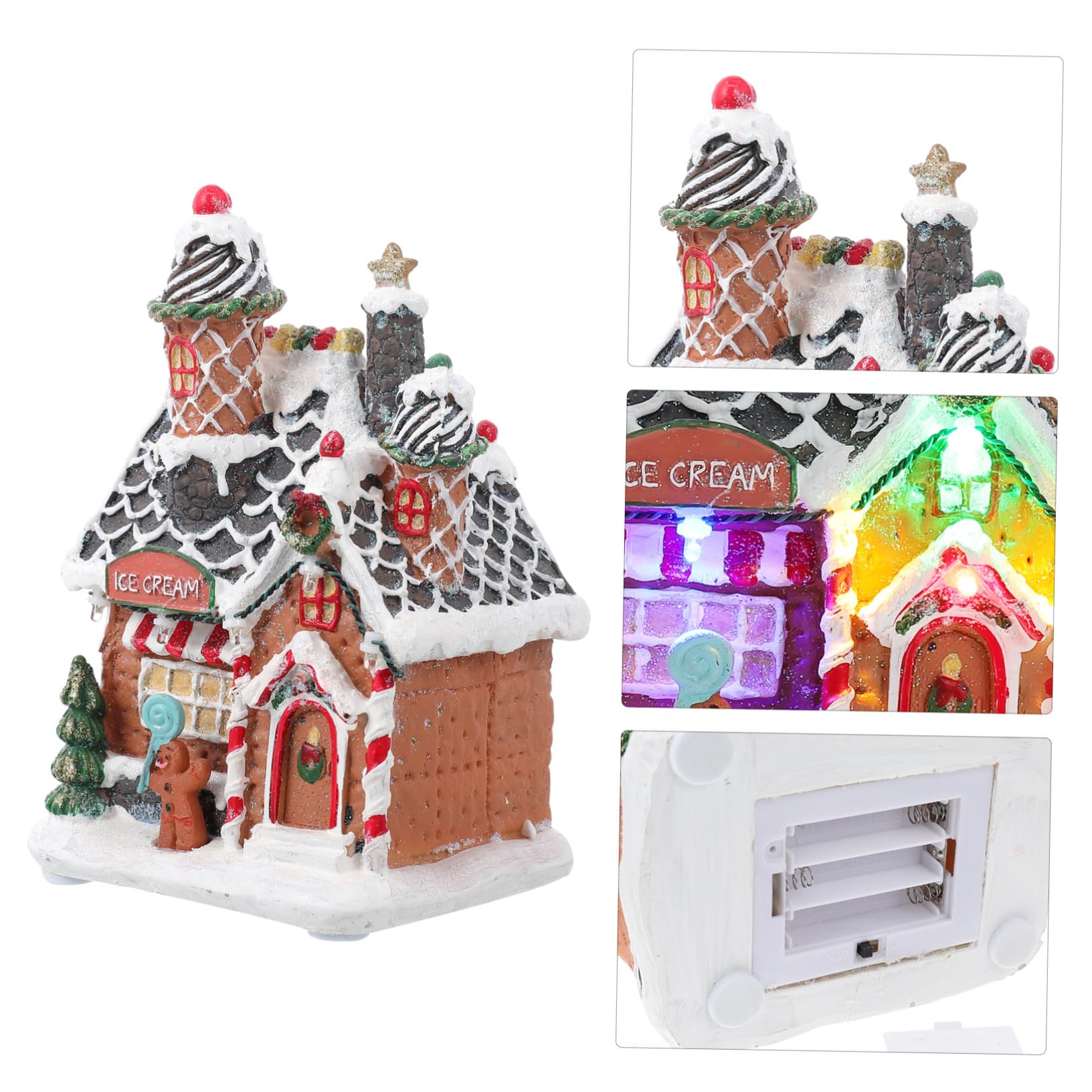 Casa Luminosa De Resina Navideña Decorativa para Manualidades, Adorno Luminoso De Escritorio Luces Led, Diseño Casa De Nieve para Decoración Interior y Ambiente Festivo, Unidad Única