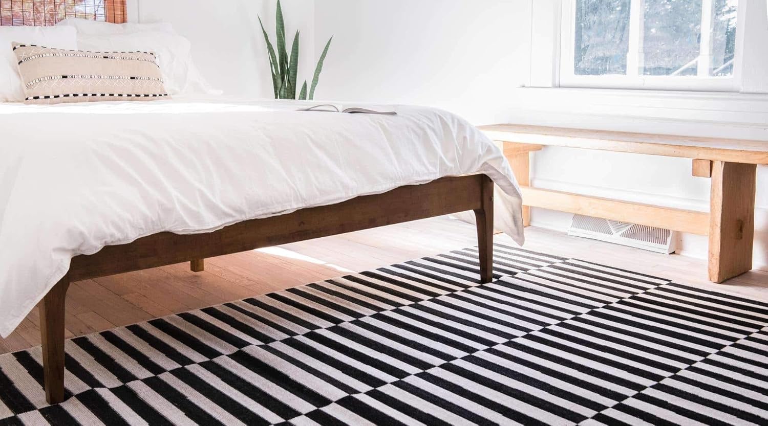 Unique Loom Williamsburg Collection Casual Transitional Thick Alternating Stripes Area Rug (3' 3 x 5' 3 Rectangular, Black/Beige)