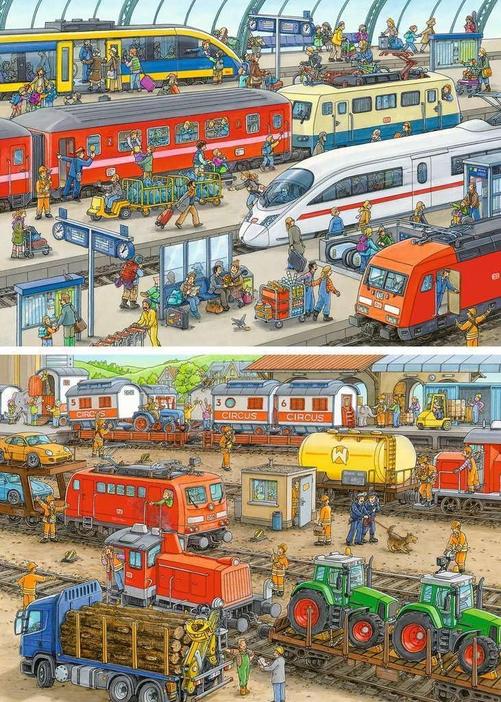 Ravensburger Busy Train Station Jigsaw Puzzle (2 x 24 Piece)